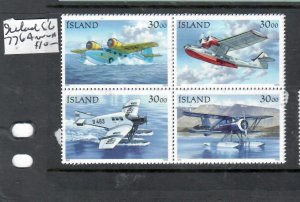 ICELAND  AIRPLANE   SC 776A BLOCK OF 4  MNH      P0412C  H