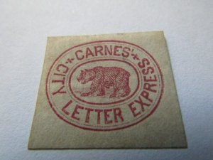 US Local Stamps, Scott # 35L1, 5c Rose 1864, CARNES' CITY LETTER EXPRESS...