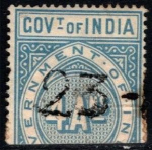 Vintage India Revenue 4 Annas Telegraphs Used
