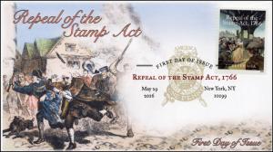 2016, Repeal of the Stamp Act, FDC, Digital Color Postmark, New York NY, 16-216