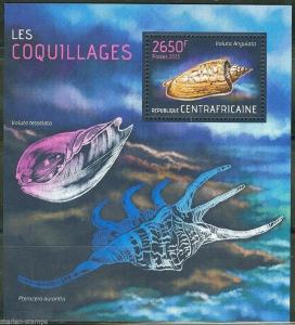 CENTRAL AFRICA 2013 SEASHELLS SOUVENIR SHEET  MINT NH