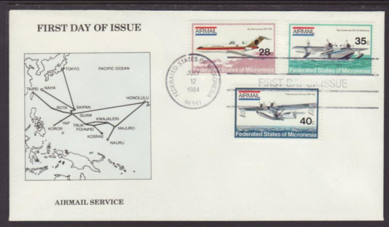 Micronesia C1-C3 Airplanes 1984 U/A FDC