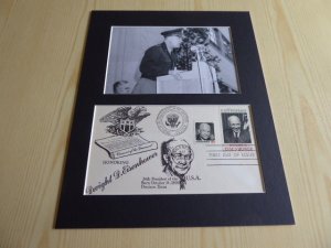 Dwight D. Eisenhower WWII photograph and USA FDC mount matte size 8 x 10