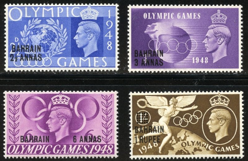 Bahrain Scott 64-67 MNHOG - 1948 Olympic Games O/Ps Set - SCV $7.00