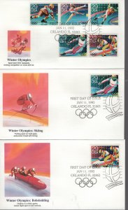 US, 26115a, 2611-2615, WINTER OLYMPICS SET, FLEETWOOD CACHETS
