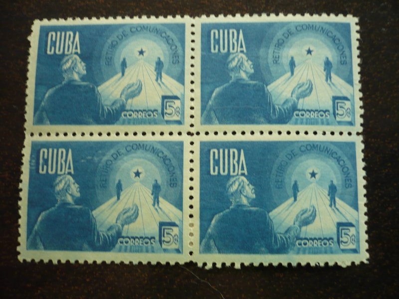 Stamps - Cuba - Scott#381-383 - Mint Hinged Set in Blocks of 4 Stamps