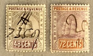 British Guiana 144 & 146 / 1889-1903 Seal of the Colony Stamps/ Revenue Cancel