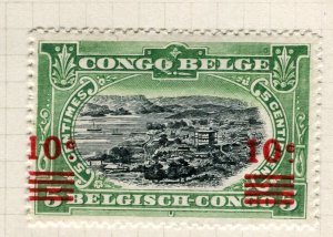 BELGIUM CONGO; 1920s early surcharged pictorial issue Mint hinged 10c. value