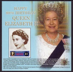 Nevis-SC#1474-sheet-unused-NH-QEII 80th Birthday-Royalty-