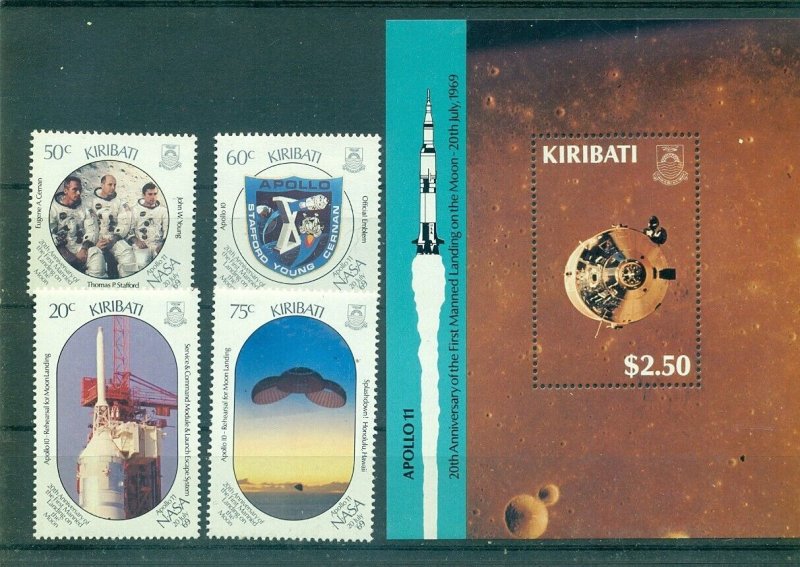 Kiribati - Sc# 517-21. 1989 20th Ann. Moon Landing. MNH $12.50.