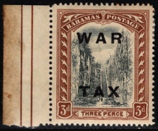 1919 Bahamas Scott #-MR14 3 Pence War Tax Stamp Overprint
