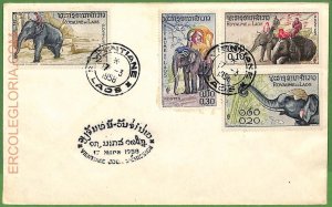 ZA0457 - LAOS - Postal History - FDC Cover - Elephants - 1958