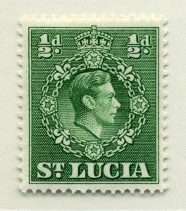 ST.LUCIA;  1938 early GVI issue fine Mint hinged Perf 14.5x14,  1/2d.