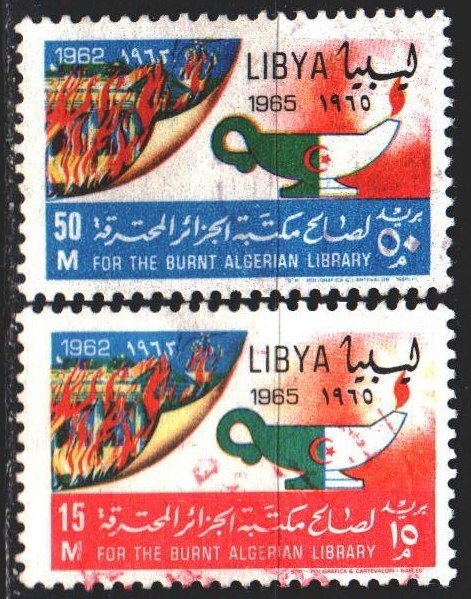 Libya. 1965. 191-92. Burning of the Algerian library. MLH.