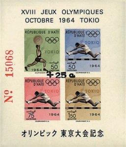 Haiti 1965 MNH Stamps Souvenir Sheet Red Number without Poin Sport Olympic Games