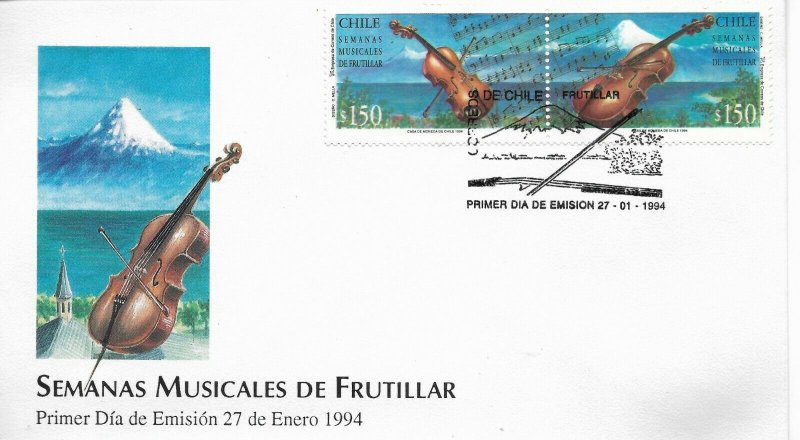 CHILE 1994 MUSIC WEEKS OF FRUTILLAR MUSIC INSTRUMENTS PAIR ON FDC