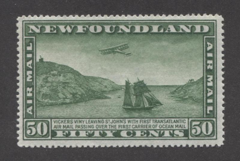 Newfoundland #C10 50c Green 1931 Pictorial Airmail Watermarked VF-75 OG