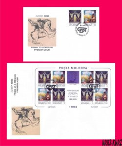MOLDOVA 1993 Europa CEPT Art Paintings Sc111-112 Mi94-95,Klb.94-95 2 FDC