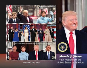 Tanzania 2017 - PRESIDENTIAL DONALD TRUMP 45th President - Sheet of 3 stamps MNH