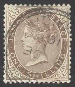 Jamaica Sc# 53 Used (thin) 1906 1sh Queen Victoria