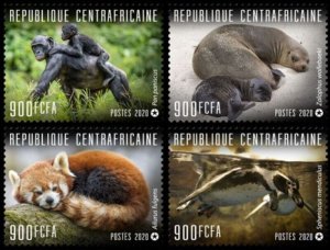 Central Africa - 2020 Endangered Species 4 Stamp Set CA200317c