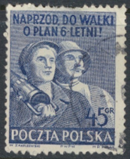 Poland  Sc#  507A Workers Used  small area of thin  see details  / scans 