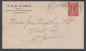 Newfoundland Sc 129 on 1920 advertising cover, VICTORIA-ST. JOHN'S