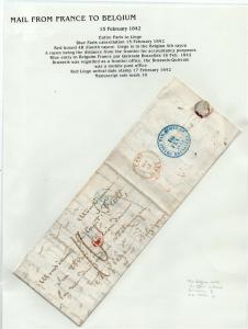 FRANCE Early LETTER/COVER 1842 fine used item Paris - Liege Belgium