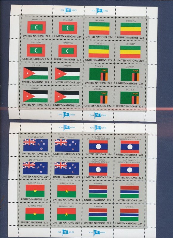 UN -FLAG SHEETS - Scott  477-492 - 1986 - two scans
