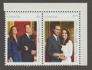 Canada 2465a Prince William & Kate from souvenir sheet - MNH