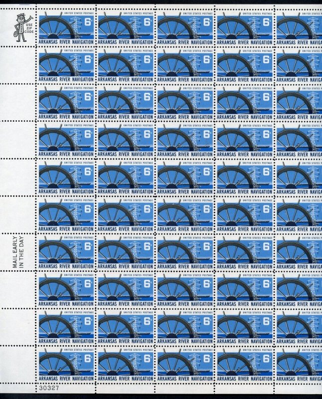 UNITED STATES SCOTT #1358 6c ARKANSAS RIVER NAVIGATE SHEET(50) MINT NEVER HINGED