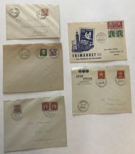 5 Sweden philatelic covers 1940s cachets and cancels [y3387]