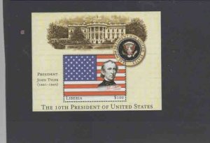 LIBERIA 2001 10TH PRESIDENT OF THE U.S JOHN TYLER MINT VF NH O.G S/S (2