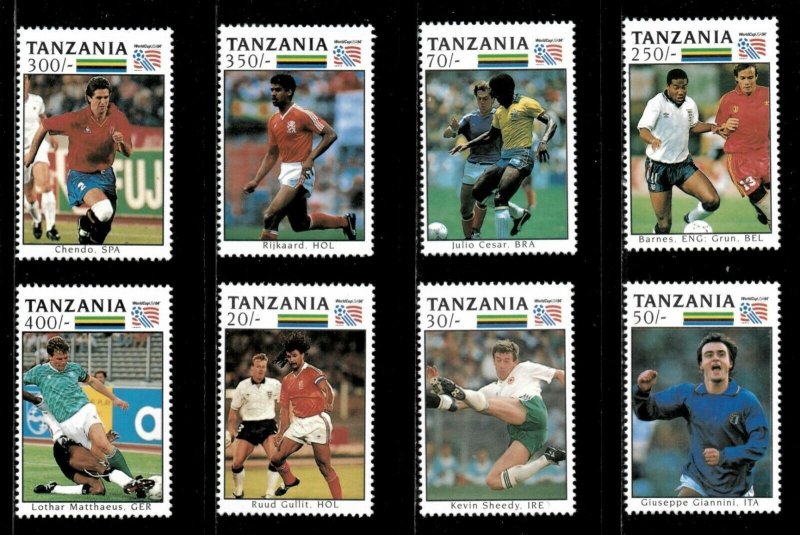 Tanzania 1993 - 1994 FIFA World Cup - Set of 8 stamps - Scott 1057-64 - MNH