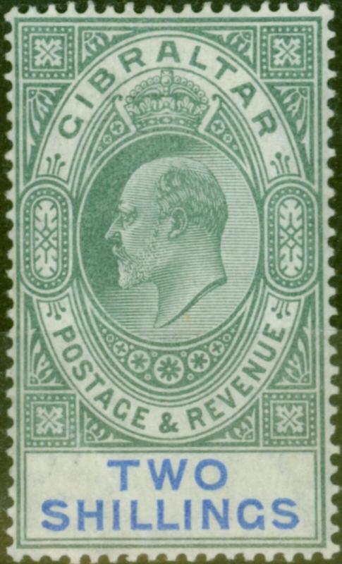 Gibraltar 1903 2s Green & Blue SG52 Fine & Fresh Lightly Mtd Mint (4)