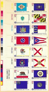 US #1633-1682 mnh plate block of 16.  Staste Flags.