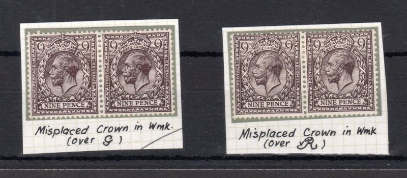 9d ROYAL CYPHER 2x MOUNTED MINT PAIRS + WATERMARK VARIETIES (??)