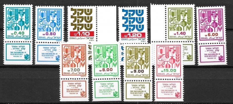 Israel #805-814 MNH with Tabs