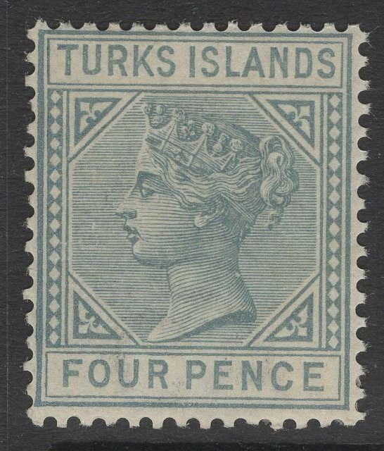 TURKS ISLANDS SG57 1884 4d GREY DIE I MTD MINT