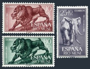 Rio Muni B7-B9, MNH. Michel 18-20. Child welfare 1961. Mandrill, Elephant.