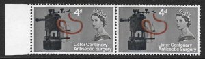 GB 1965 Lister 4d (phos). TWO BAND ERROR. SG Spec. WP66a & b.