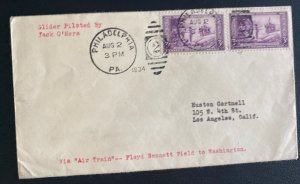 1934 Philadelphia PA USA Floyd Bennett Air Train Cover To Los Angeles CA