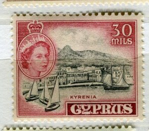 CYPRUS; 1955 early QEII pictorial issue fine Mint hinged 30m. value