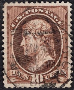 US #209 Extra Fine/Superb. Light black town cancel.