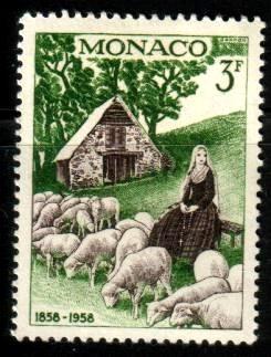 Sheep, Shepherdess Bernadette At Bartres, Monac SC#414 Mint