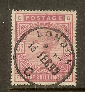 Great Britain, Scott #108, 5sh Queen Victoria, Dated Cancel, Used