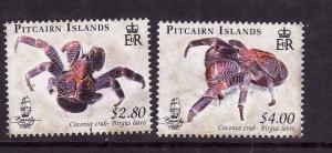 Pitcairn Is.-Sc#682-3-unused NH set -Coconut Crab-Marine Life-2009-