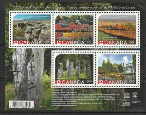 2014 Canada - Sc 2739 - MNH VF - Mini Sheet - UNESCO World Heritage Sites in Can