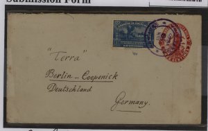 Costa Rica  1925 5c red env., Jan Jose to Germany