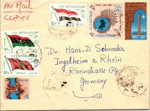 SCHALLSTAMPS EGYPT  1964 POSTAL HISTORY AIRMAIL COVER CANC CAIRO ADDR GERMANY